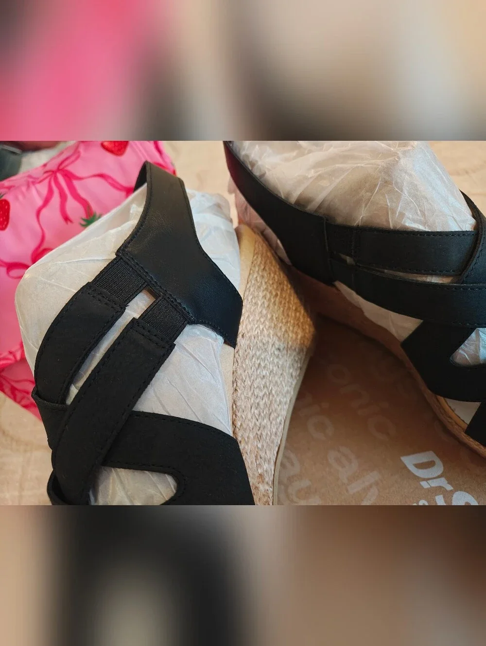 Dr. Scholl's Black Crisscross Espadrille Wedge Sandals